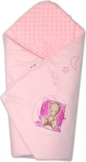 Baby Nellys Baby Nellys Zavinovačka, bavlněná s minky 75x75cm by Teddy - sv. růžová, sv. růžová - obrázek 1