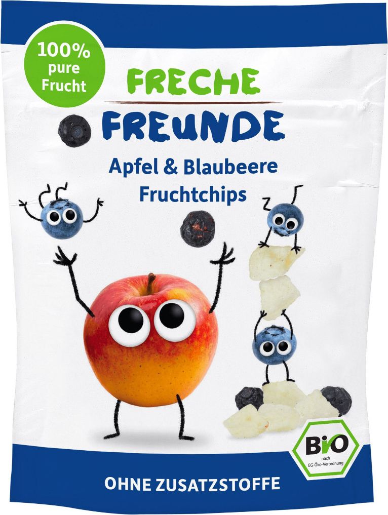 Freche Freunde BIO Ovocné chipsy jablko a borůvka 16 g - obrázek 1