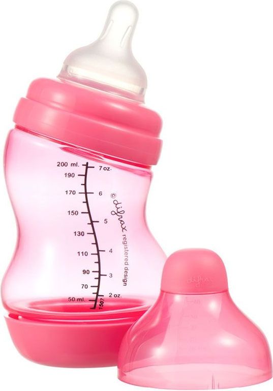 Kojenecká S-lahvička antikoliková široká 200 ml Difrax Růžová 2020 - obrázek 1