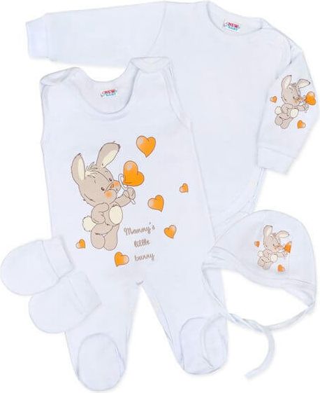 Bílá kojenecká soupravička New Baby Králíček se srdíčky velikost 56 - obrázek 1
