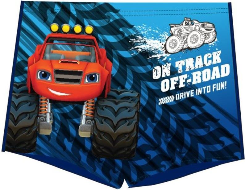 E plus M · Dětské / chlapecké plavky boxerky Plamínek a čtyřkoláci - Monster truck Blaze - motiv On track Off Road 110 / 116 - obrázek 1