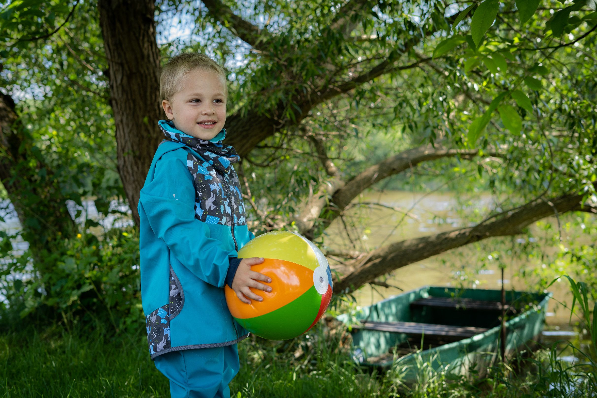UNUO Dětská softshellová bunda s fleecem, Sv.Smaragdová, Pejsci Velikost: 80 - 86 - obrázek 5