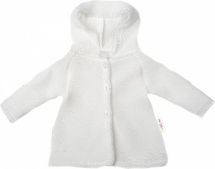 Baby Nellys Kojenecký svetřík s kapucí, áčkový střih - bílý, Velikost koj. oblečení 56 (1-2m) - obrázek 1