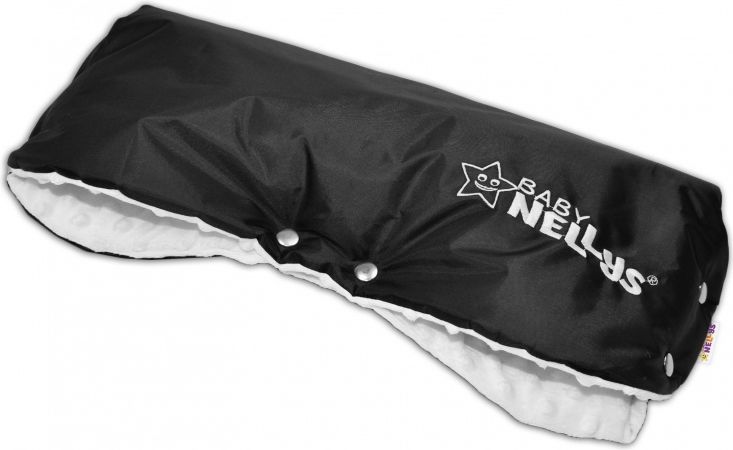 Baby Nellys Rukávník ke kočárku Baby Nellys ® minky - bílá/černý - obrázek 1