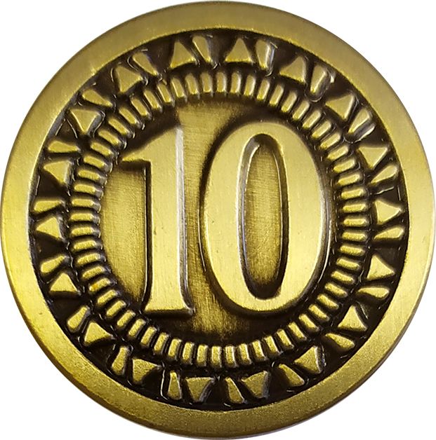 TLAMA games Univerzální mince pro deskové a RPG hry hodnoty "10" - obrázek 1