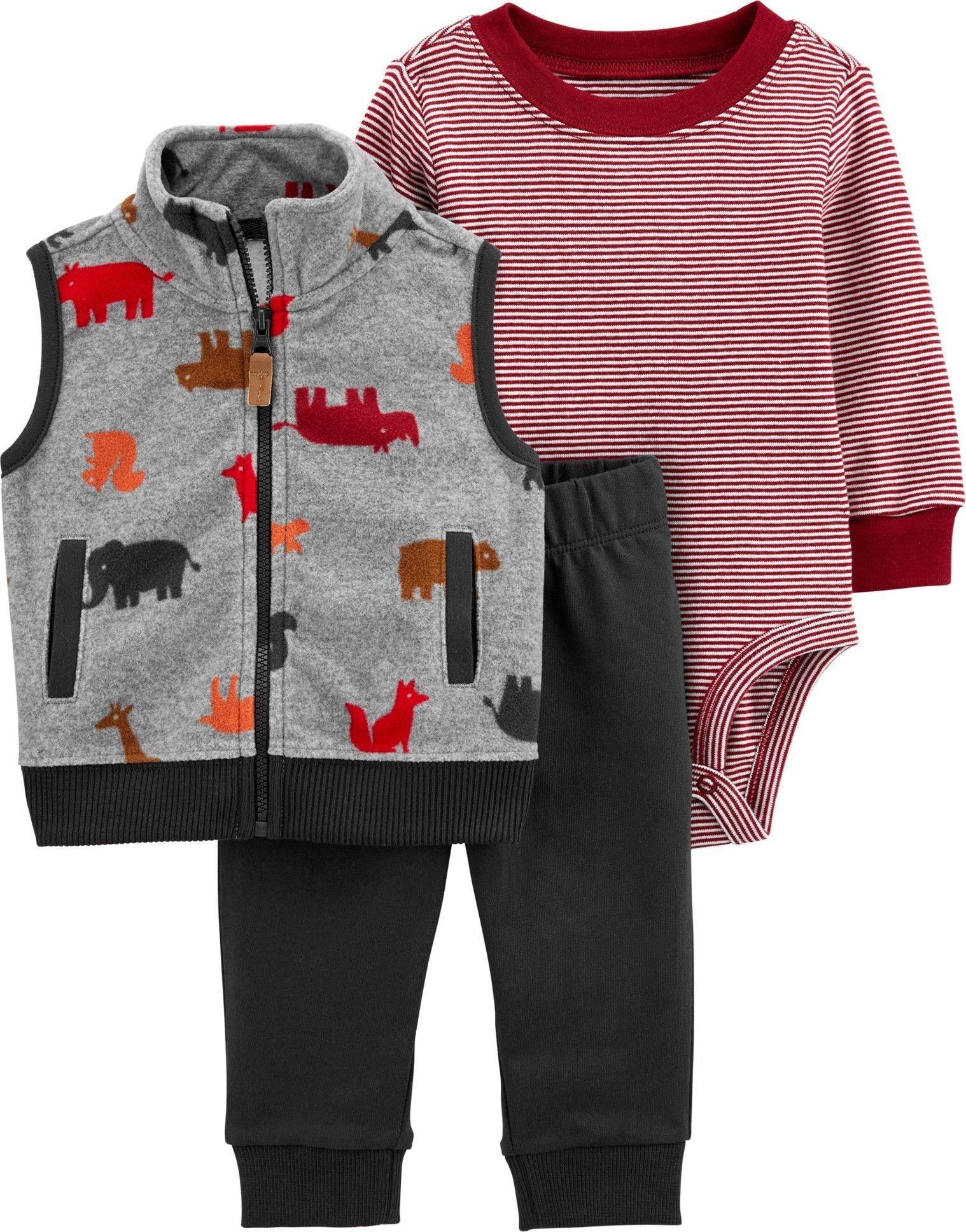 CARTER'S Set 3dílný vesta, body, kalhoty chlapec Dino 3 m - obrázek 1