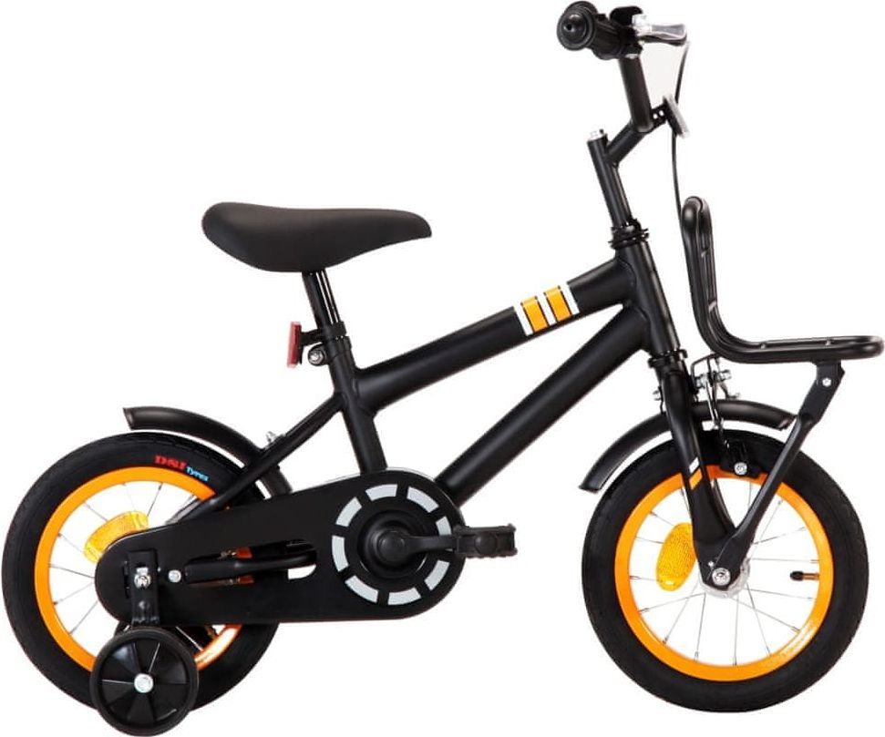 shumee Dětské kolo s předním nosičem 12'' černo-oranžové - obrázek 1