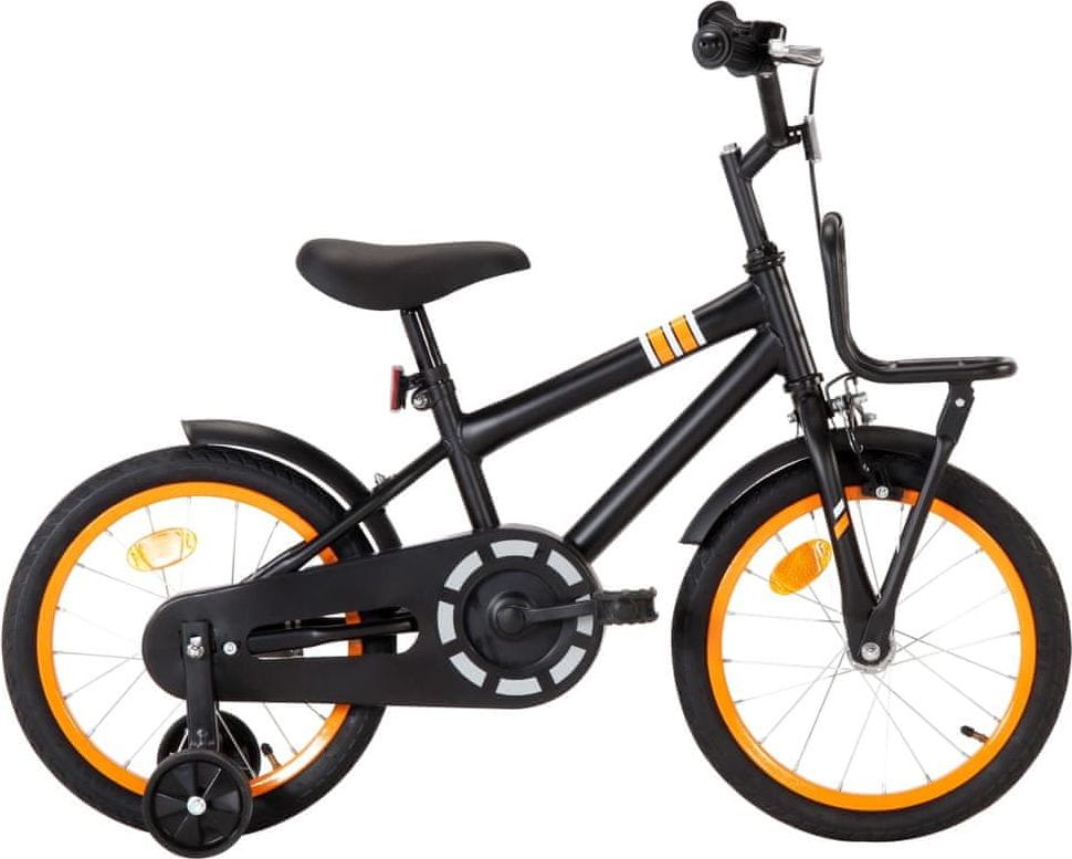 shumee Dětské kolo s předním nosičem 16'' černo-oranžové - obrázek 1