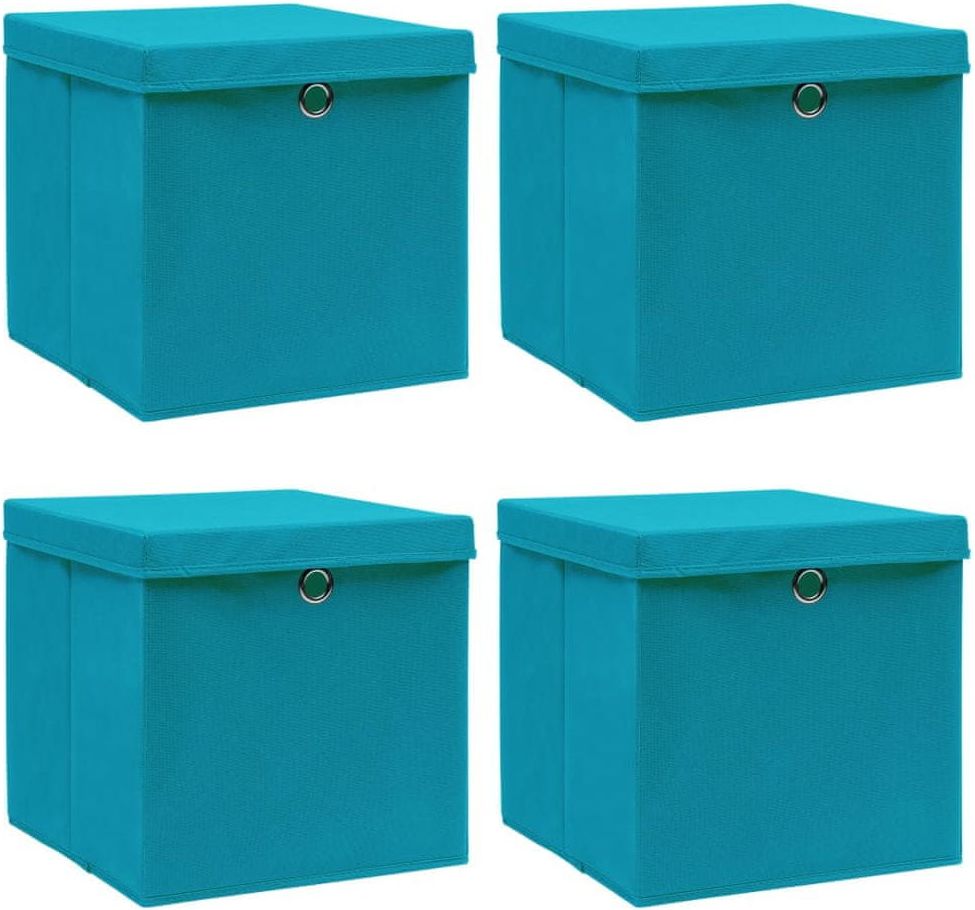 shumee Úložné boxy s víky 4 ks bledě modré 32 x 32 x 32 cm textil - obrázek 1
