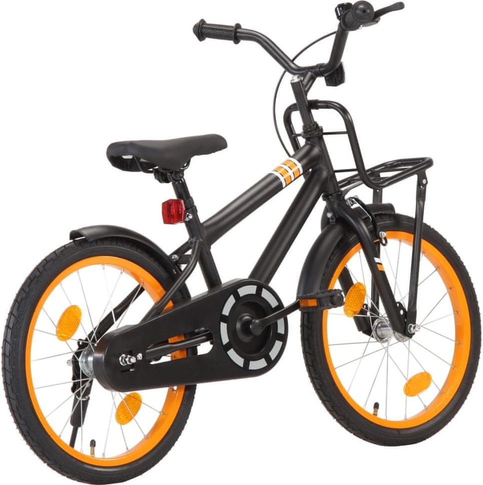 shumee Dětské kolo s předním nosičem 18'' černo-oranžové - obrázek 1