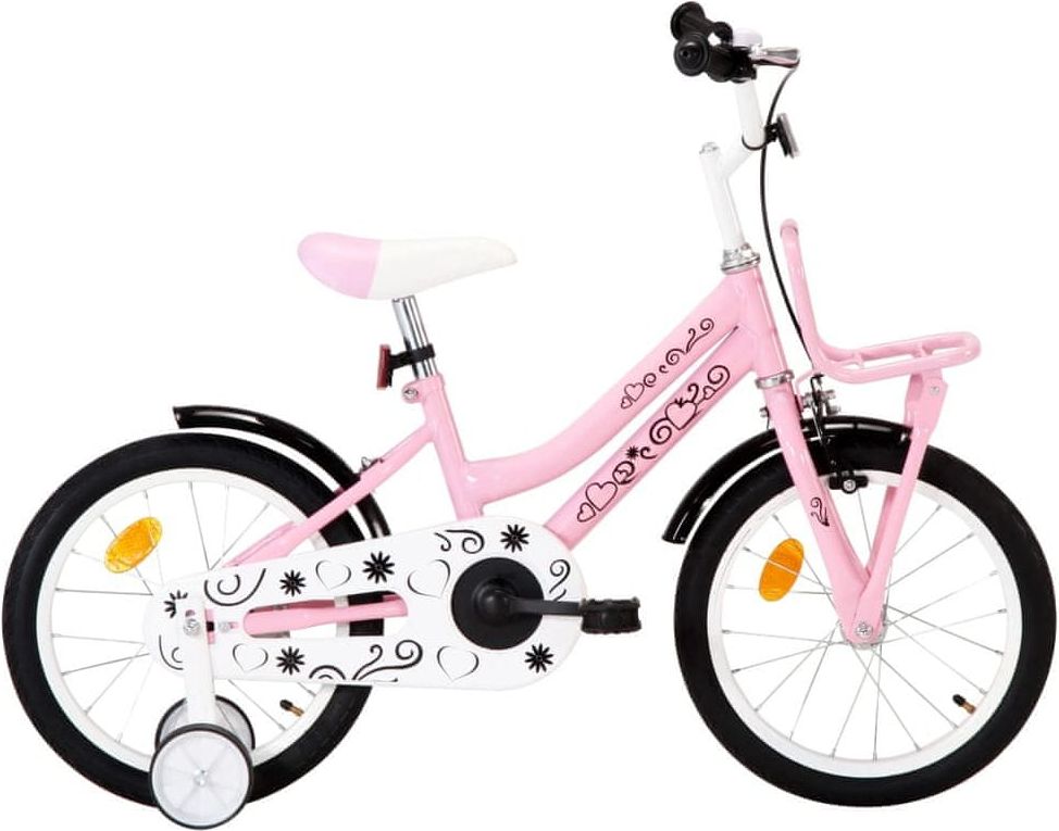 shumee Dětské kolo s předním nosičem 16'' bílo-růžové - obrázek 1