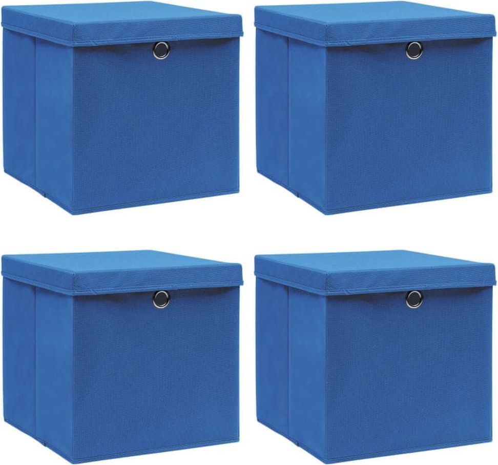 shumee Úložné boxy s víky 4 ks modré 32 x 32 x 32 cm textil - obrázek 1