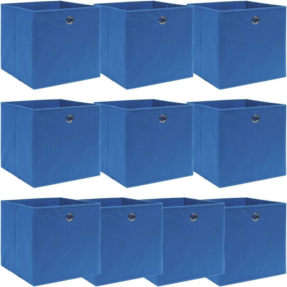 shumee Úložné boxy 10 ks modré 32 x 32 x 32 cm textil - obrázek 1
