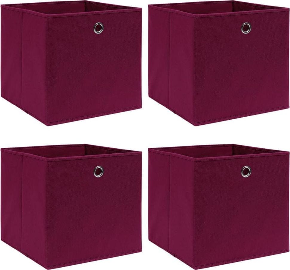 shumee Úložné boxy 4 ks tmavě červené 32 x 32 x 32 cm textil - obrázek 1