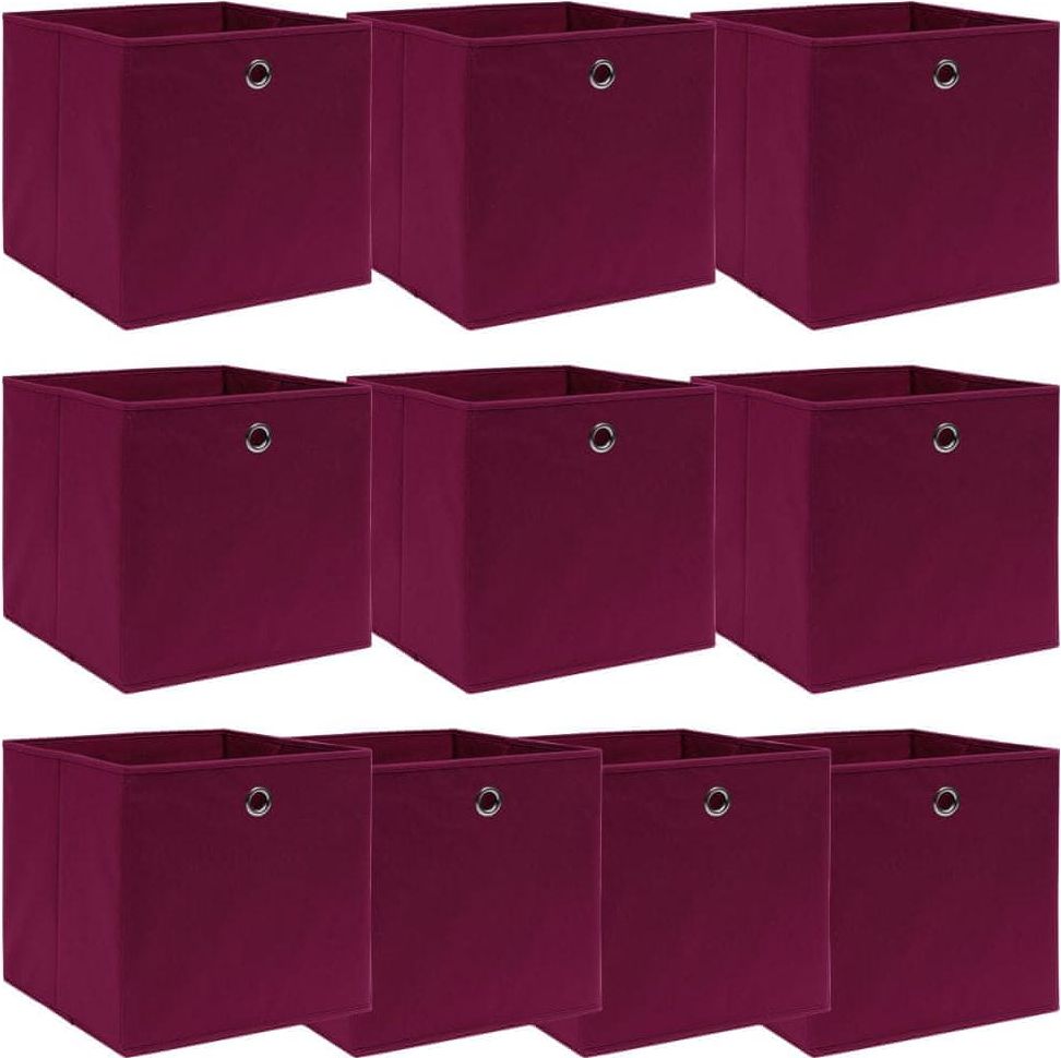 shumee Úložné boxy 10 ks tmavě červené 32 x 32 x 32 cm textil - obrázek 1