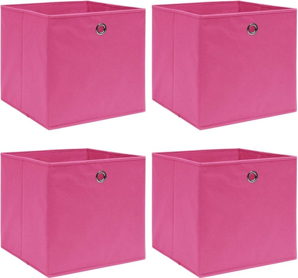 shumee Úložné boxy 4 ks růžové 32 x 32 x 32 cm textil - obrázek 1
