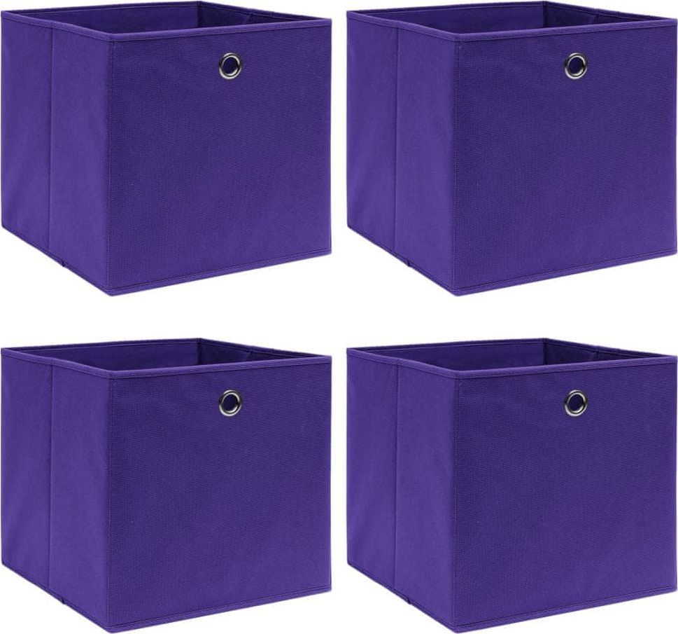 shumee Úložné boxy 4 ks fialové 32 x 32 x 32 cm textil - obrázek 1