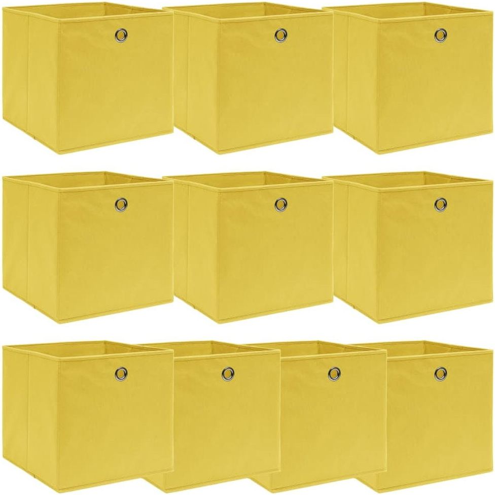 shumee Úložné boxy 10 ks žluté 32 x 32 x 32 cm textil - obrázek 1