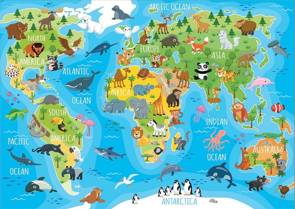 Educa Puzzle Mapa se zvířaty světa 150 dílků - obrázek 1
