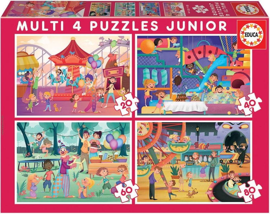Educa Puzzle Zábavní park a Dětská párty 4v1 (20,40,60,80 dílků) - obrázek 1