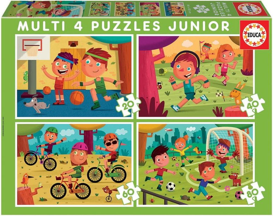 Educa Puzzle Sporty 4v1 (20,40,60,80 dílků) - obrázek 1