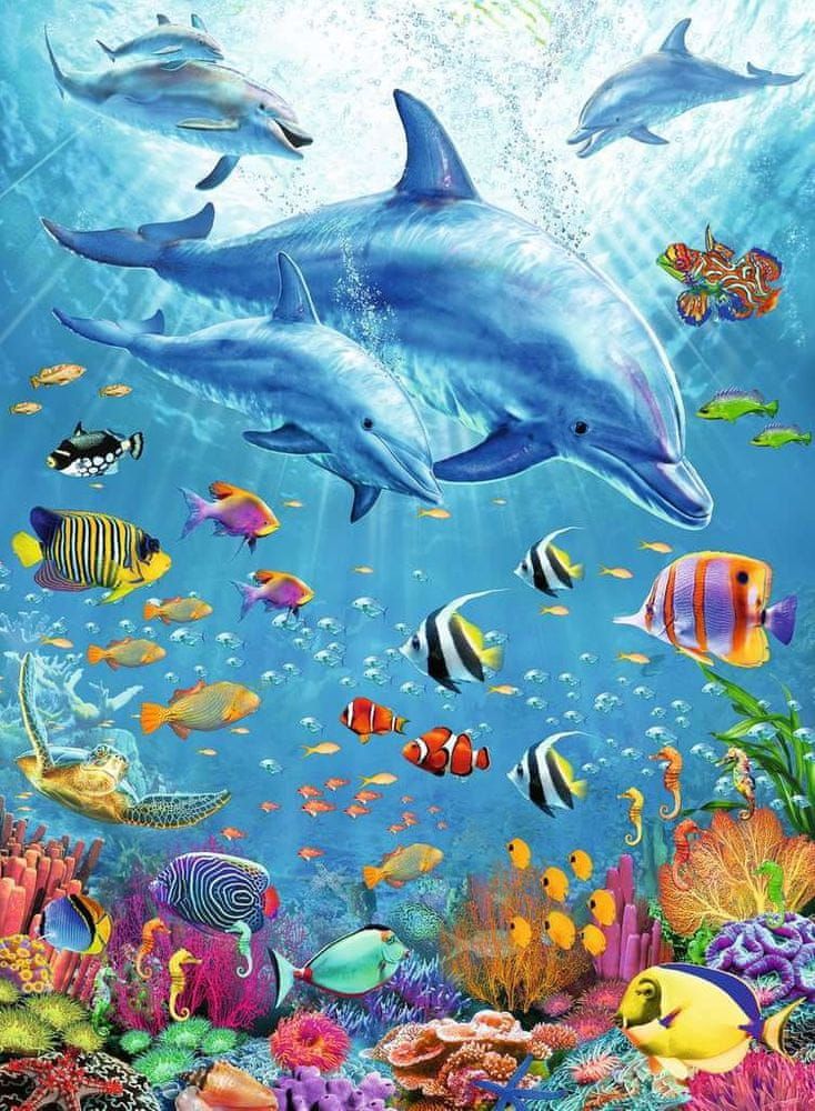 Ravensburger Puzzle Mezi delfíny XXL 100 dílků - obrázek 1