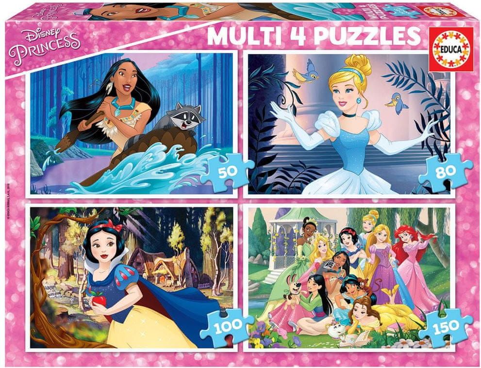Educa Puzzle Disney princezny 4v1 (50,80,100,150 dílků) - obrázek 1