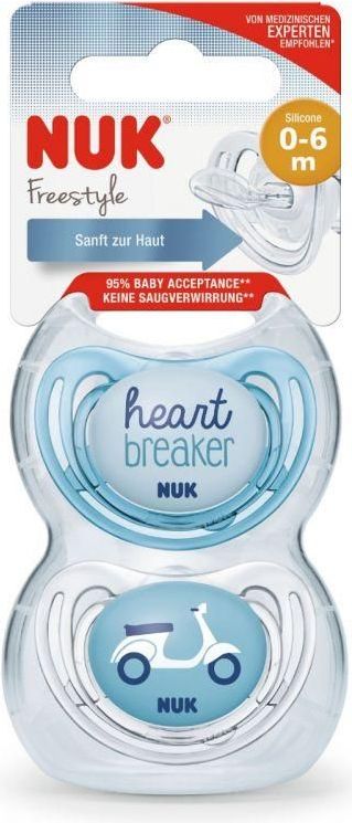 Silikonové šidítko 2 ks Nuk Freestyle Heart Breaker - obrázek 1