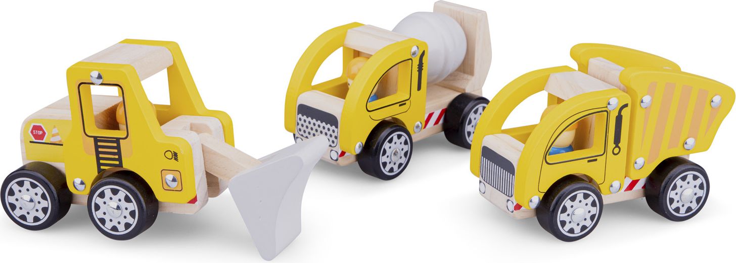 New Classic Toys Dřevěná stavební autíčka 3 ks - obrázek 1
