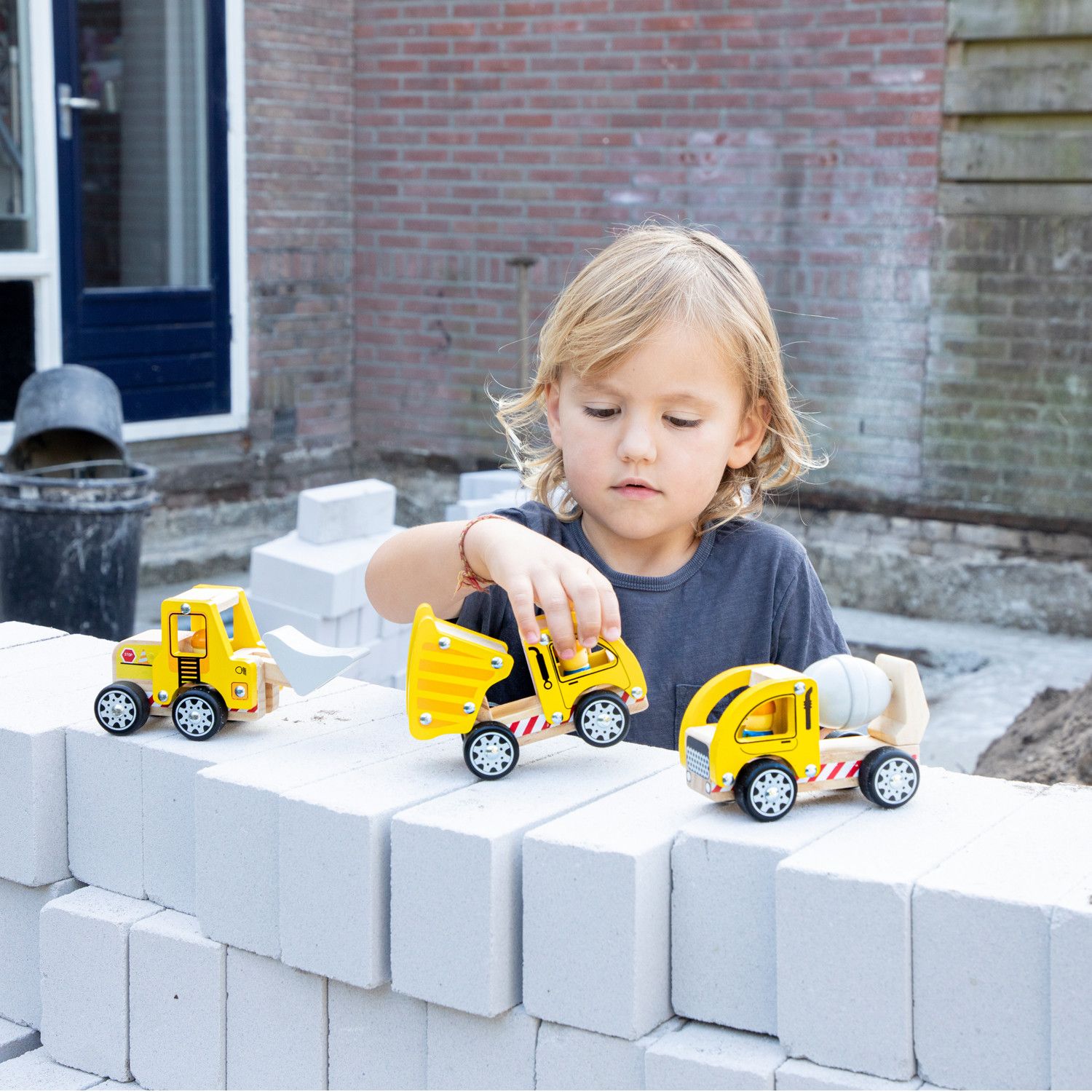 New Classic Toys Dřevěná stavební autíčka 3 ks - obrázek 7