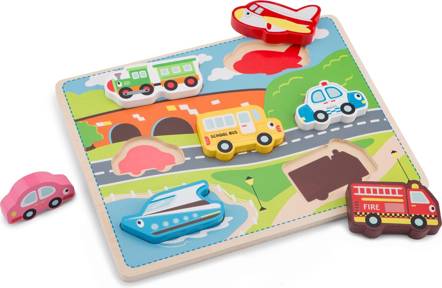 New Classic Toys Dřevěné vkládací puzzle doprava - obrázek 2