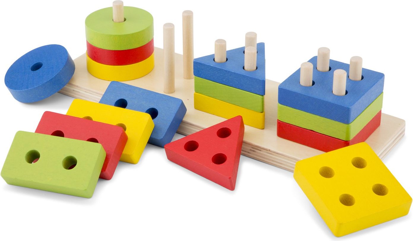New Classic Toys Dřevěné nasazovací puzzle geometrické tvary - obrázek 1