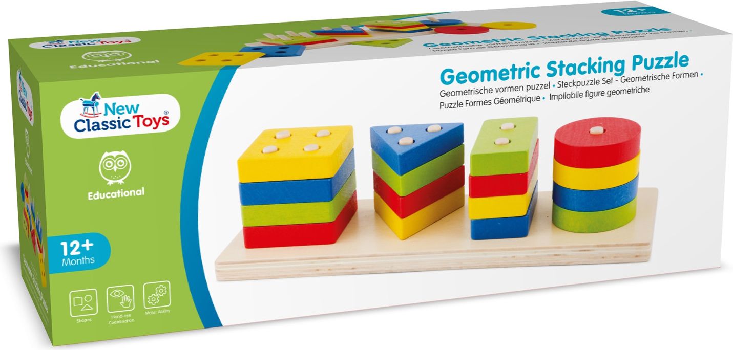 New Classic Toys Dřevěné nasazovací puzzle geometrické tvary - obrázek 4