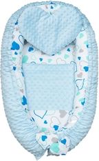 Lůžko/Hnízdečko pro miminko Minky s výbavou - SRDÍČKA modrá - NewBaby - obrázek 3