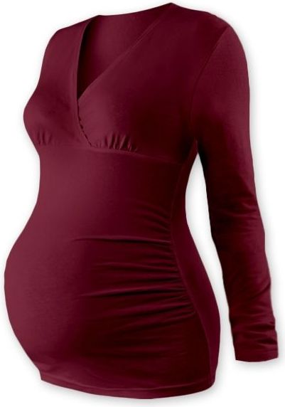 Těhotenské triko/tunika dlouhý rukáv EVA - bordo - L/XL - obrázek 1