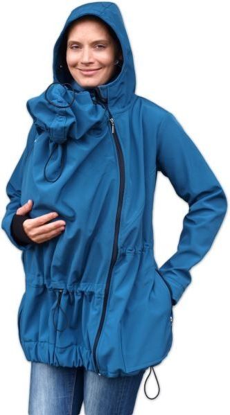 Bunda pro nosící, těhotné - softshellová (přední nošení), petrolejová, vel. M/L - M/L - obrázek 2