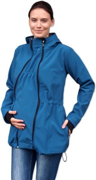 Bunda pro nosící, těhotné - softshellová (přední nošení), petrolejová, vel. M/L - M/L - obrázek 3