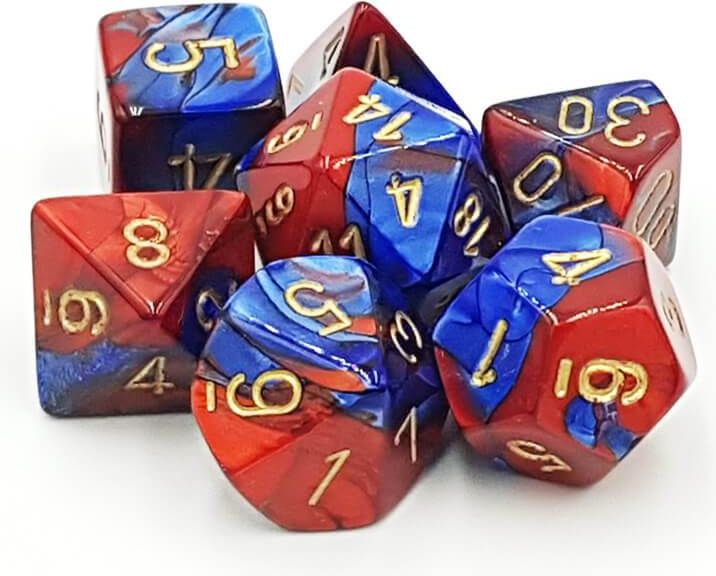 Set 7 RPG kostek - červené/modré - obrázek 1