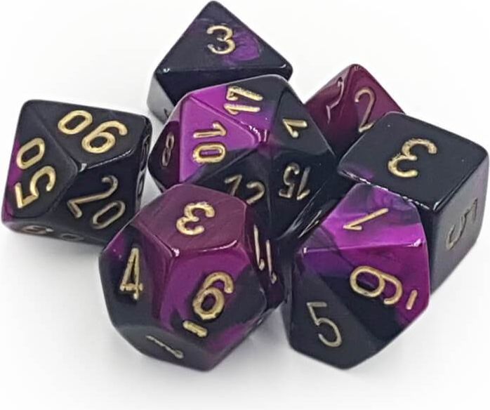 Set 7 RPG kostek - černé/fialové - obrázek 1