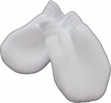 Rukavičky kojenecké fleece - BAVLNĚNÝ LEM bílé - vel.0-6měs. - obrázek 1