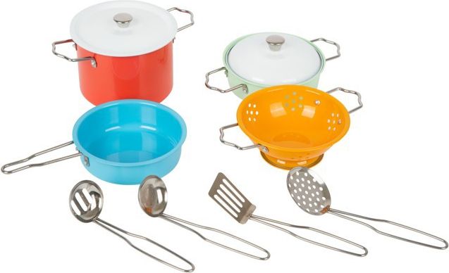 Kuchyň - Dětské nádobí set, Plechové barevné, 10ks (Legler) - obrázek 1