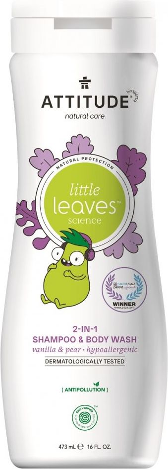 Interkontakt Dětské tělové mýdlo a šampon (2 v 1) ATTITUDE Little leaves s vůní vanilky a hrušky 473 ml - obrázek 1