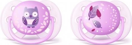 Šidítko Avent Ultrasoft Deco 2ks pro holčičky 0-6m, Růžová, 0-6 m - obrázek 1