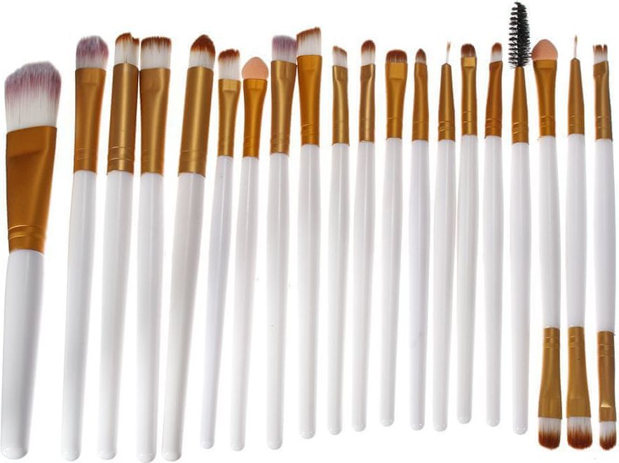 Kraftika Sada různých štětečků na makeup, plastové, bílé a zlaté - obrázek 1