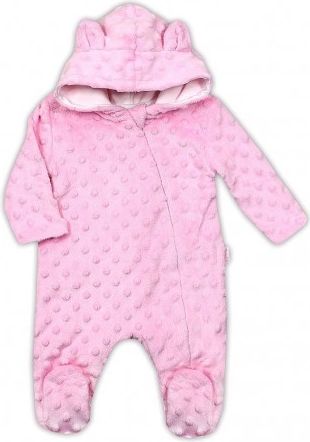 Zimní kojenecký overal z Minky Nicol Bubbles růžový, Růžová, 56 (0-3m) - obrázek 1