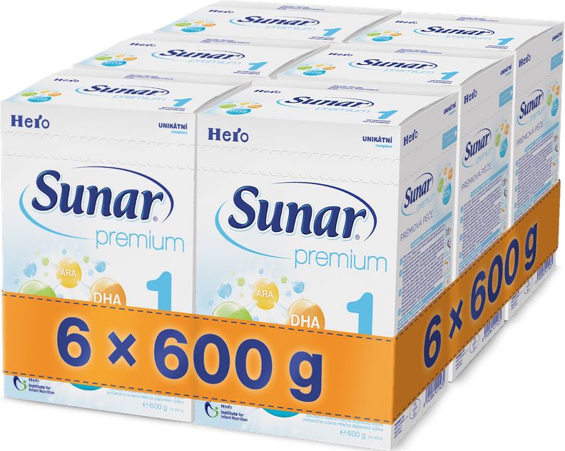 Sunar kojenecké mléko Premium 1 - 6 x 600g - obrázek 1