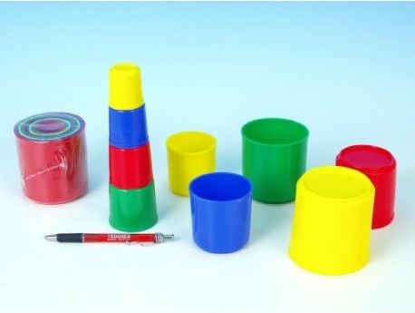 Kubus pyramida skládanka kulatá plast asst 4 barvy 9ks v sáčku 12m+