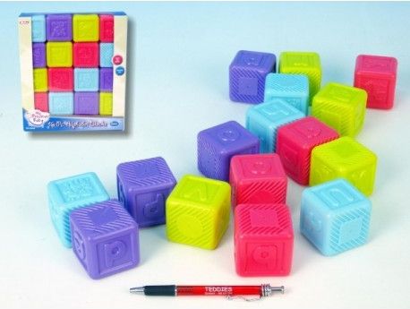 Abecední kostky plast 16ks v krabici 6m+
