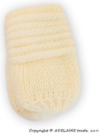 Zimní pletené kojenecké rukavičky - smetana - obrázek 1