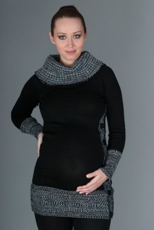 Těhotenský svetřík/tunika Carmen - černá s melirkem - obrázek 1